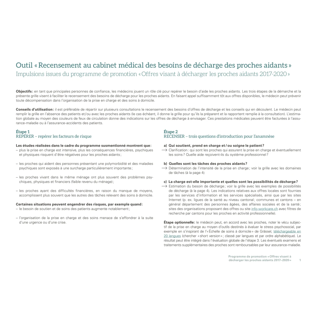 Outil «besoins de décharge»