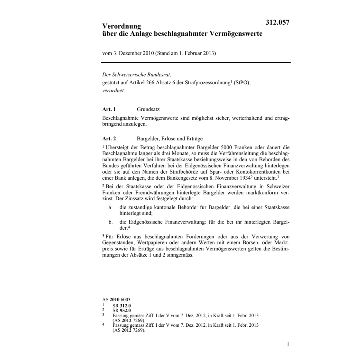 V Anlage beschlagnahmter Vermögenswerte