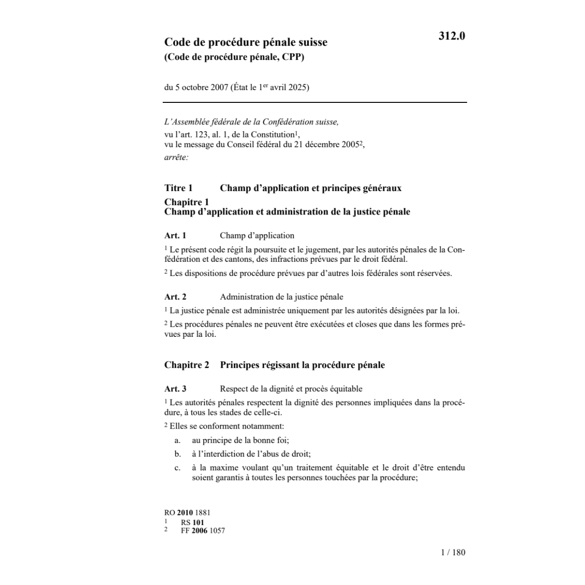 Code de procédure pénale, CPP