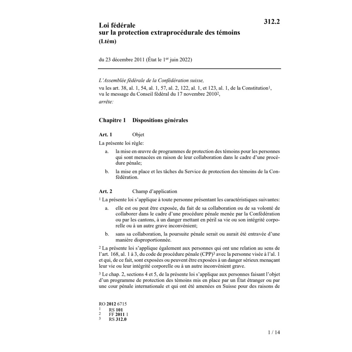 LF prot. extraprocédurale témoins Ltém