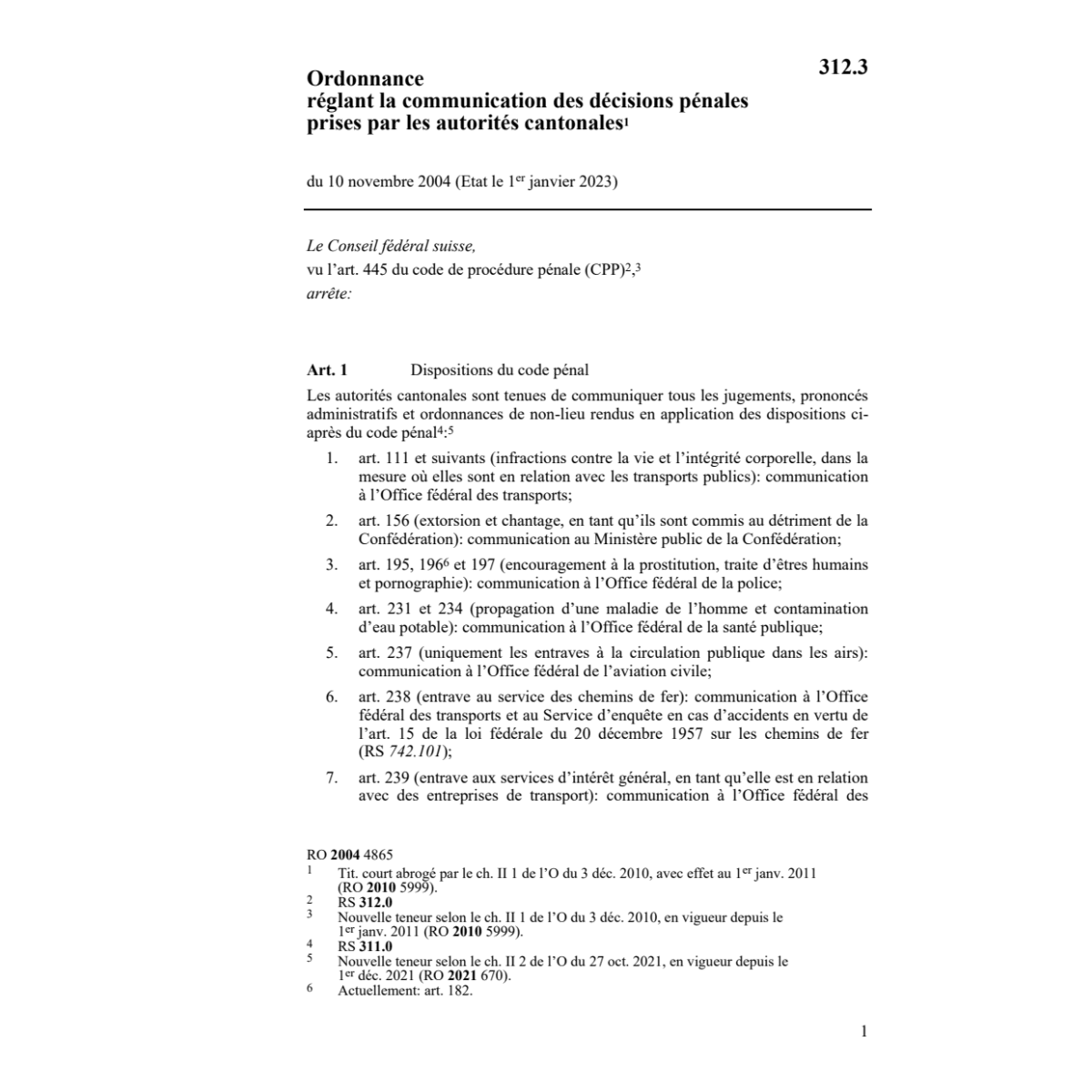 O décisions pénales autorités cantonales