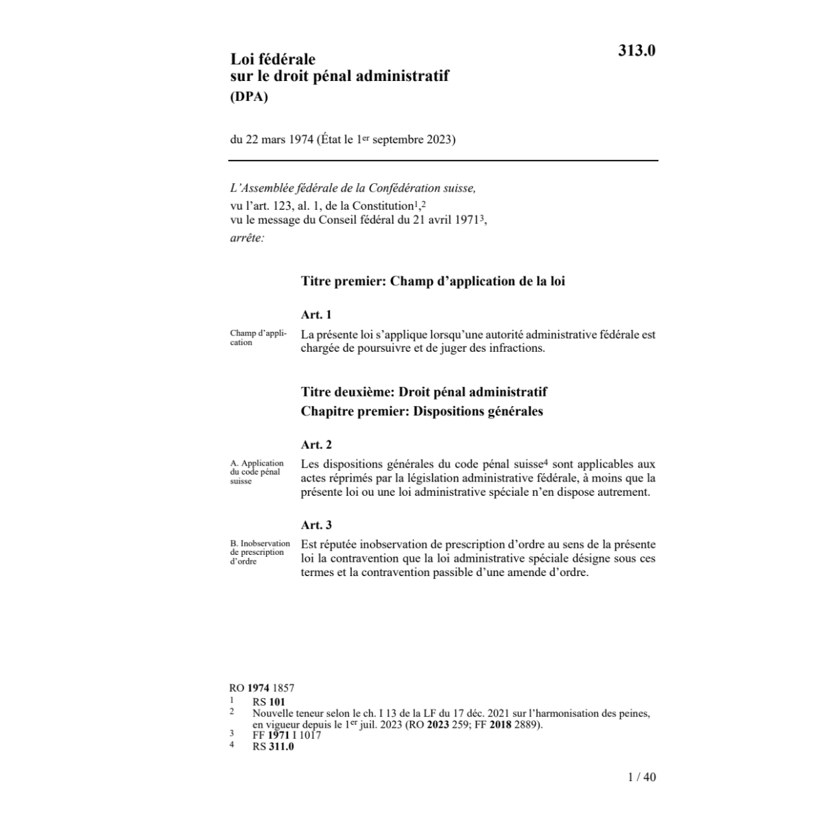 LF droit pénal administratif, DPA