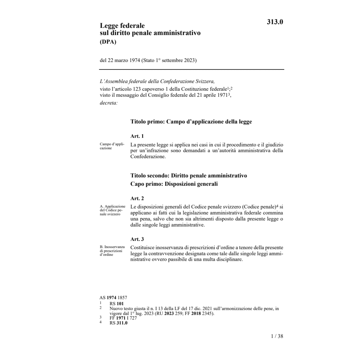 LF diritto penale amministrativo, DPA