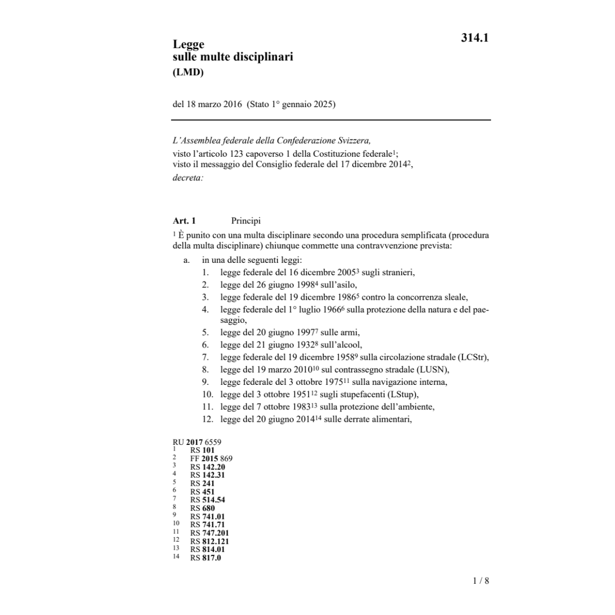 L 18.3.16 sulle multe disciplinari, LMD