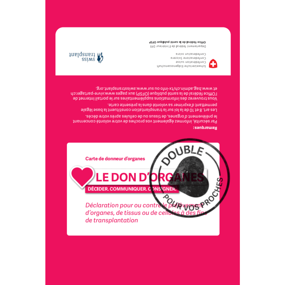 Carte de donneur et brochure