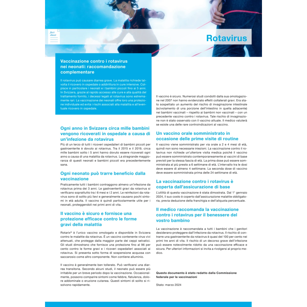 Blocco da 50 Factsheet Rotavirus