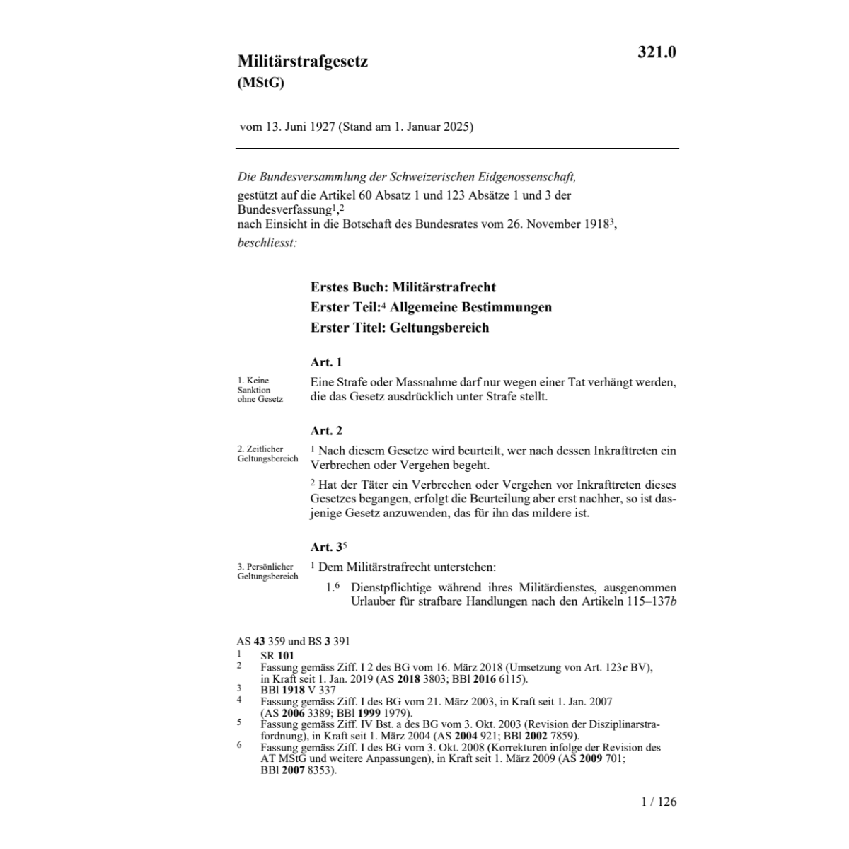 BG Militärstrafgesetz, MStG