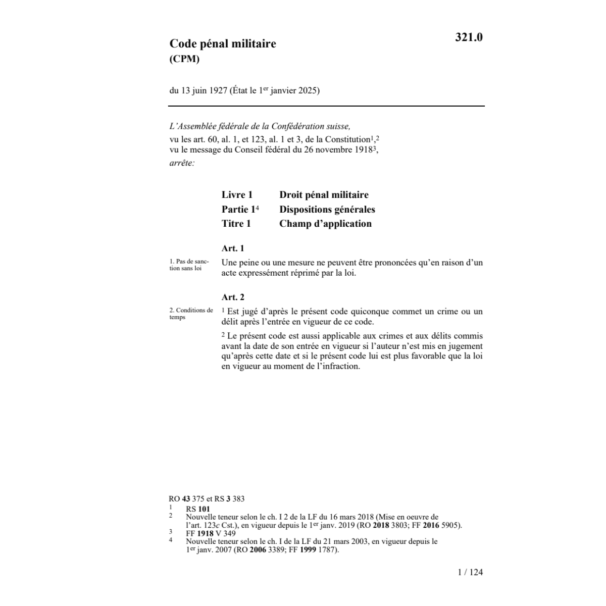 LF code pénal militaire, CPM