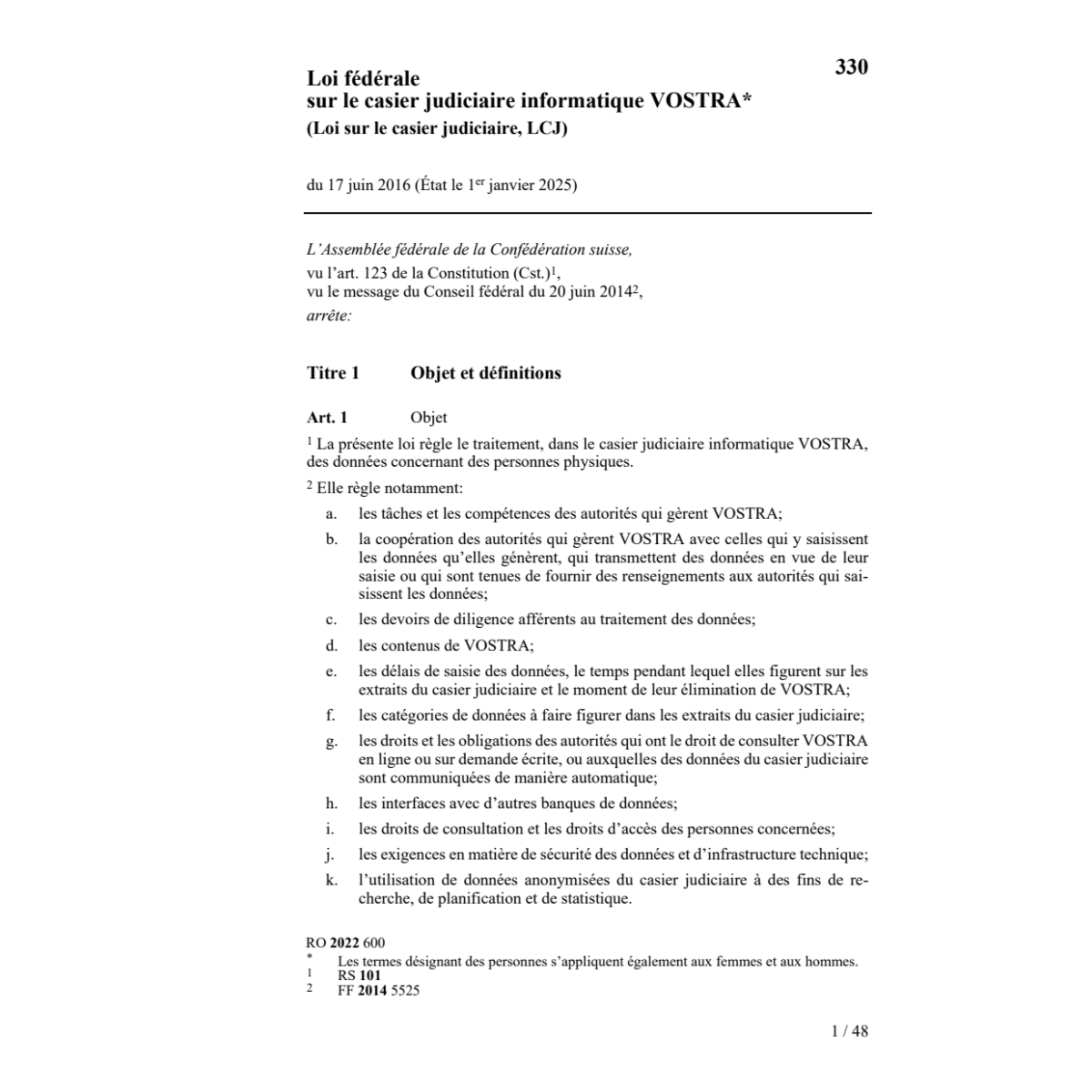 Loi sur le casier judiciai 17.6.2016