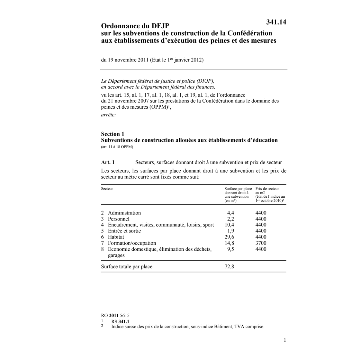 O subventions exécution peines + mesures