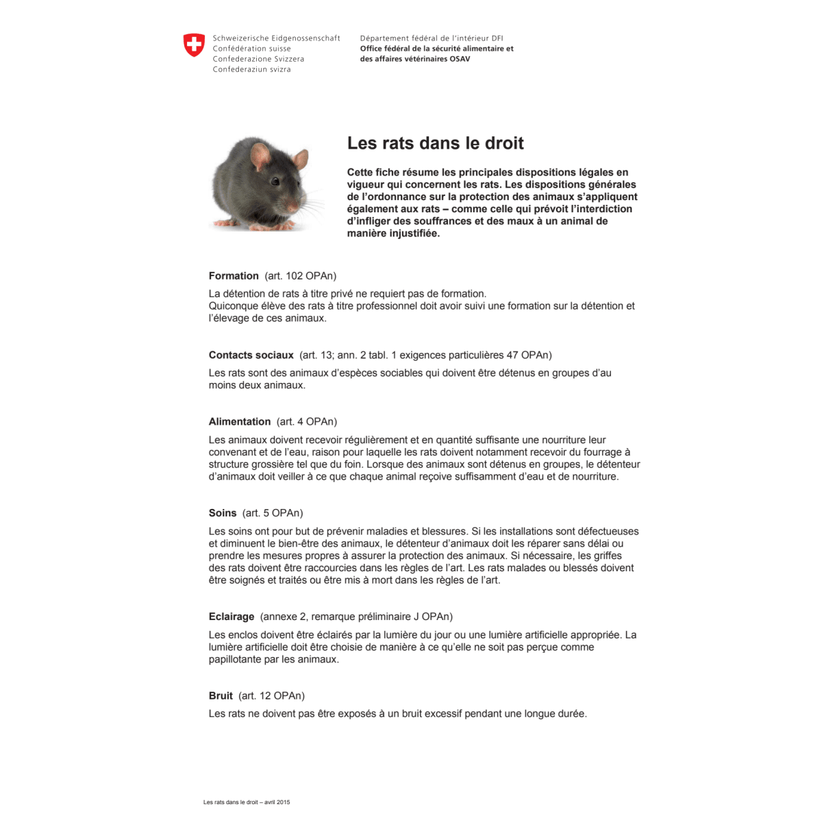 Aide-mémoire Les rats dans le droit