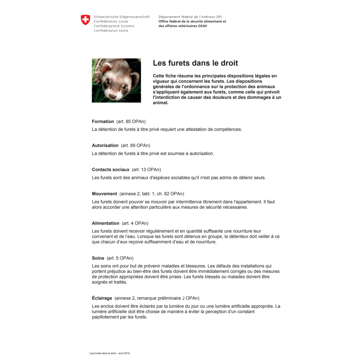 Aide-mémoire Les furets dans le droit