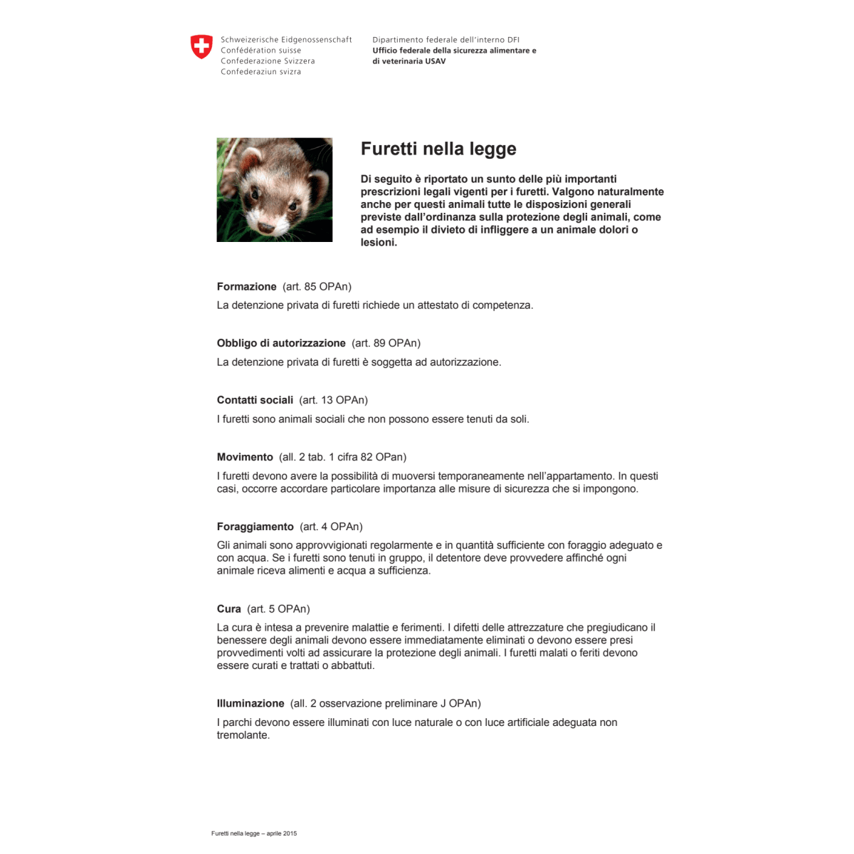 Promemoria Furetti nella legge