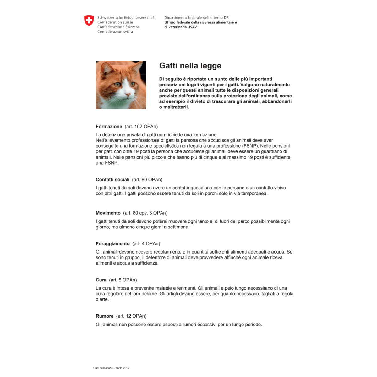 Promemoria Gatti nella legge