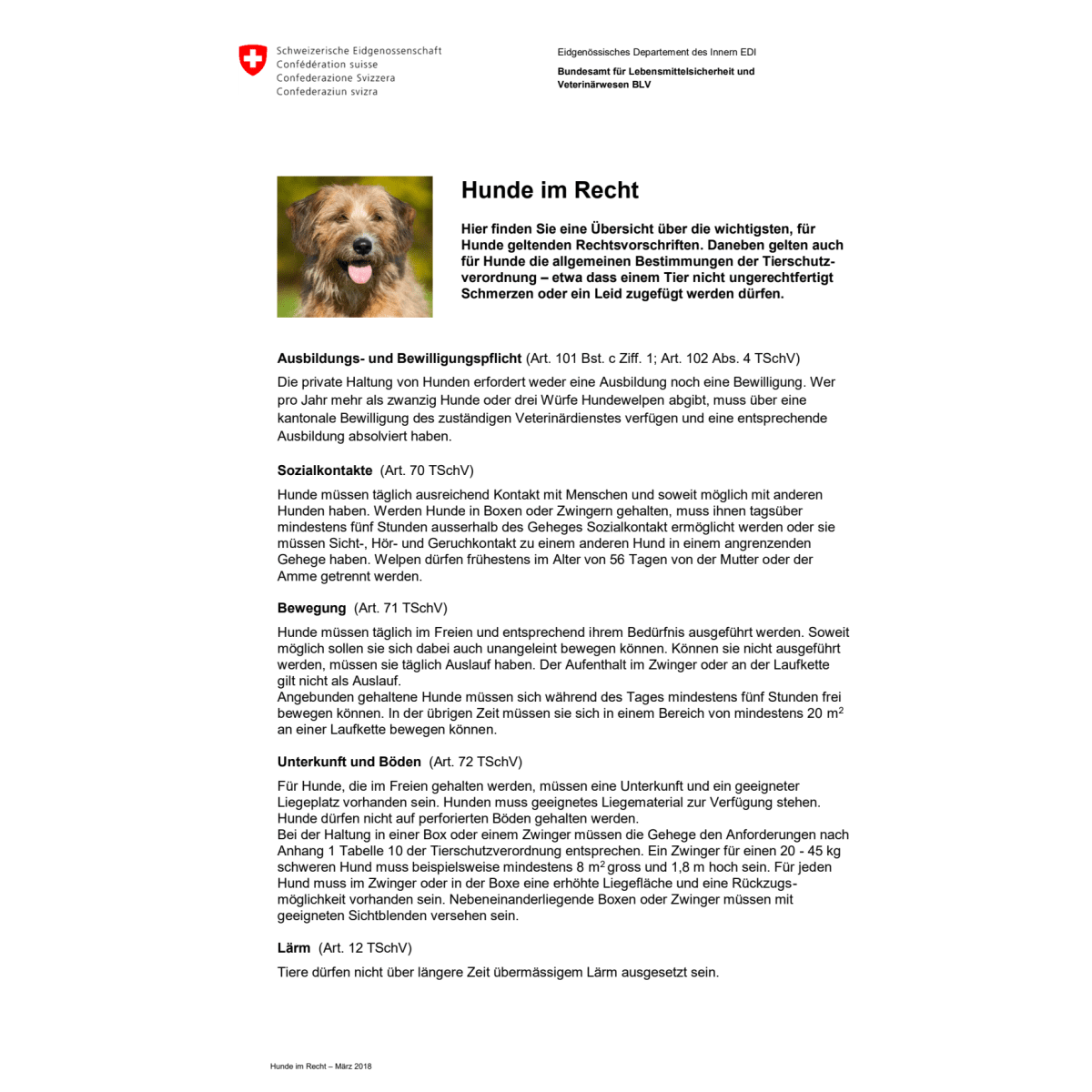 Merkblatt Hunde im Recht