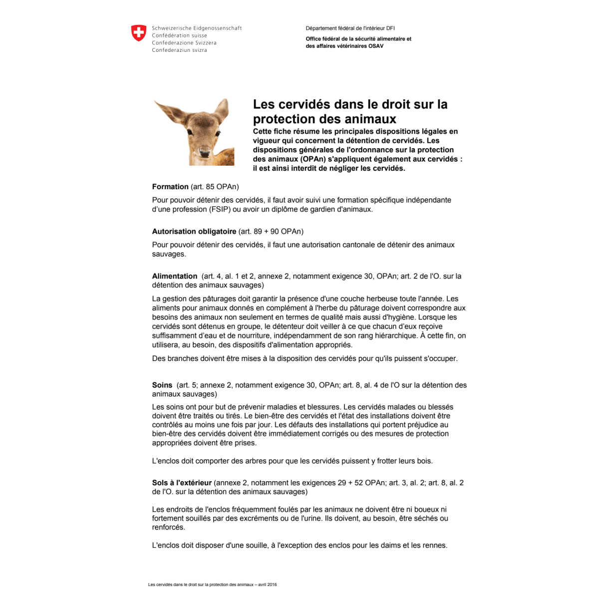 Aide-mémoire Les Cervidés dans le droit