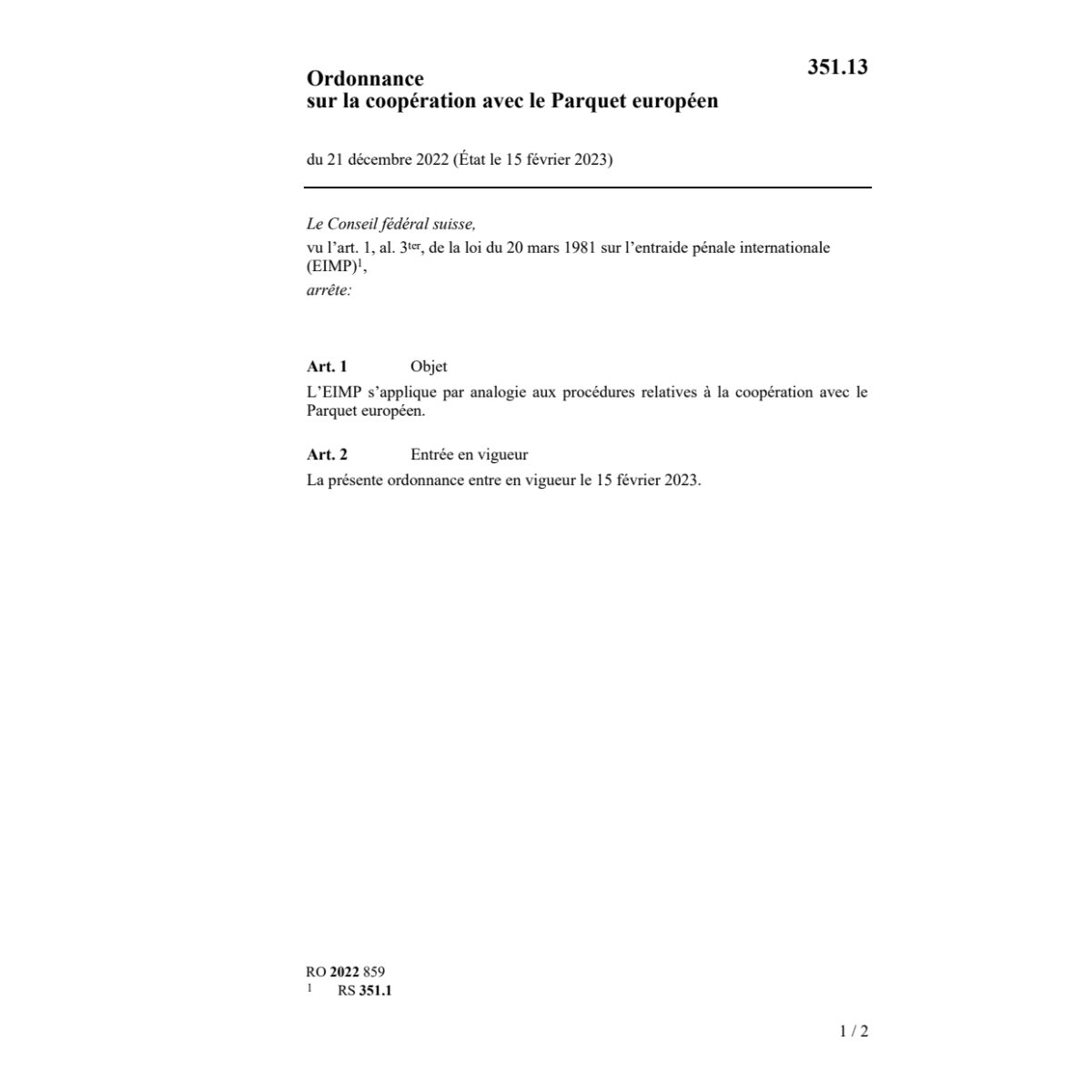 O coopération avec le Parquet européen
