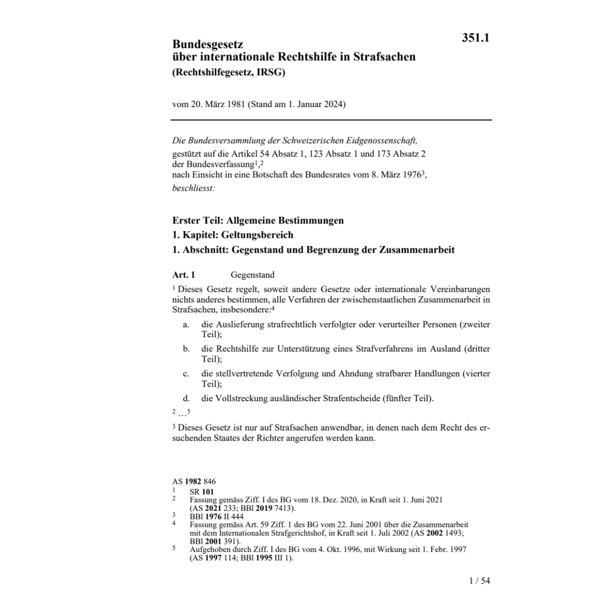 BG internationale Rechtshilfe, IRSG