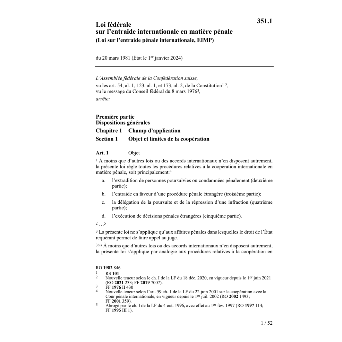 LF l'entraide int. matière pénale, EIMP