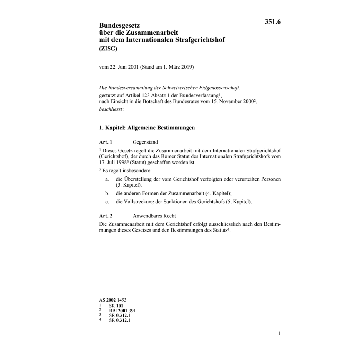 BG Zusammenarbeit Strafgerichtshof ZISG