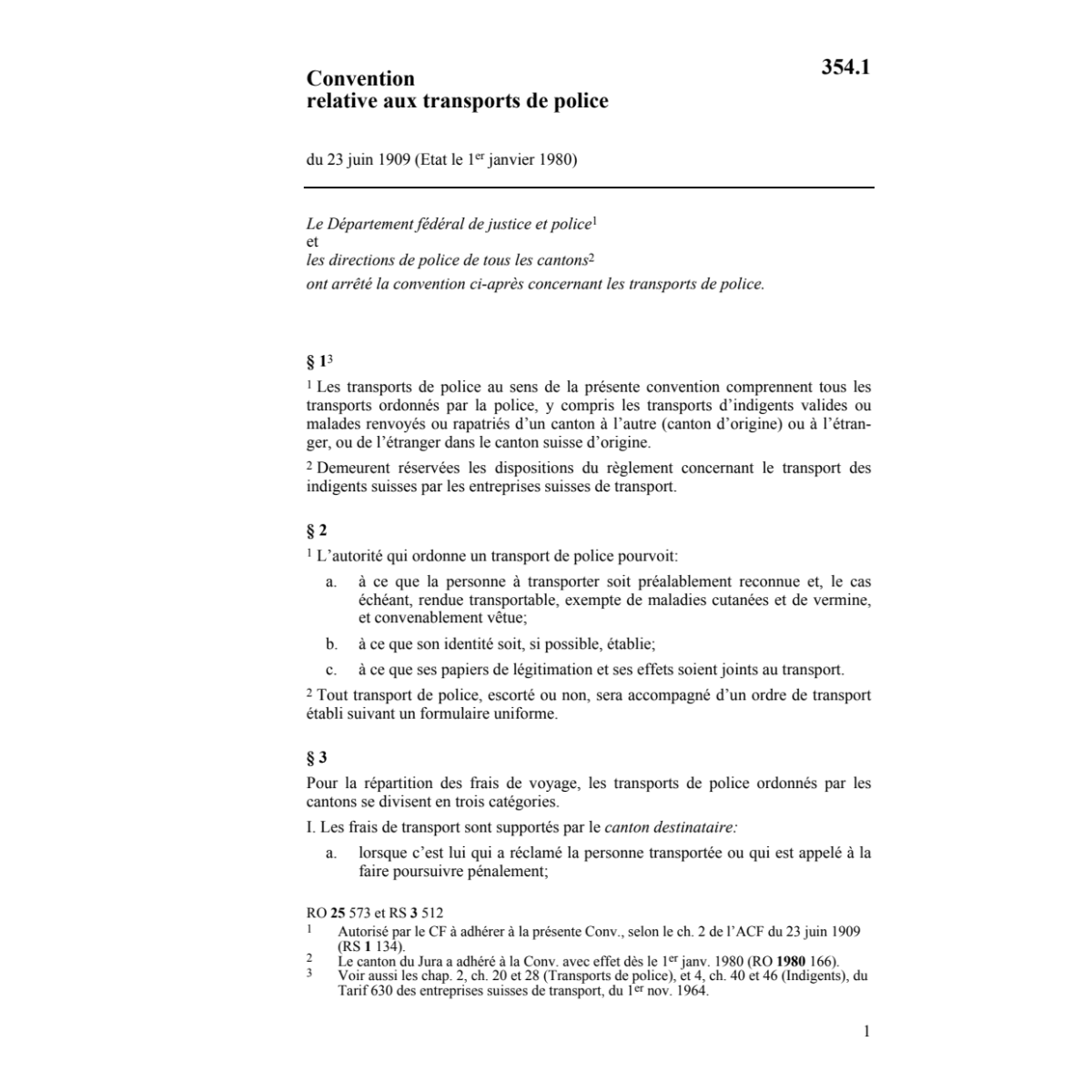 Convention transports de police
