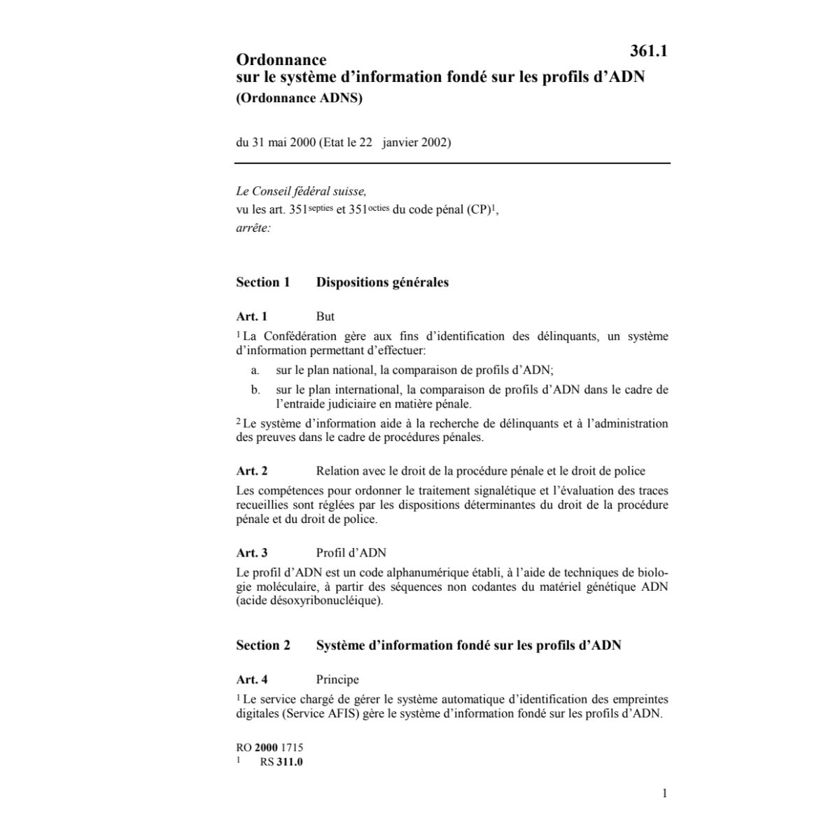 O système d'nformation d'ADN (ADNS)