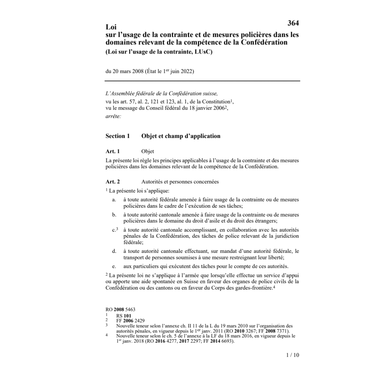 LF usage de la contrainte, (LUsC)