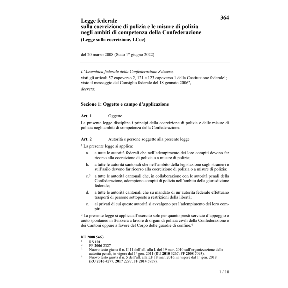 LF Legge sulla coercizione (LCoe)