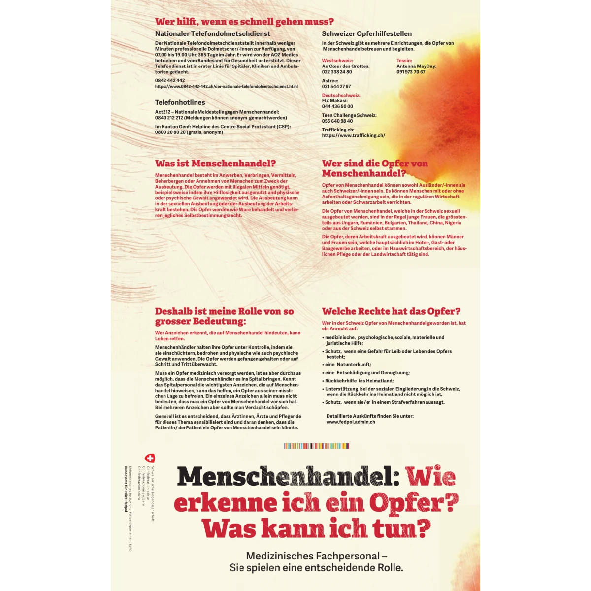 Menschenhandel, Flyer Med. Fachpersonal