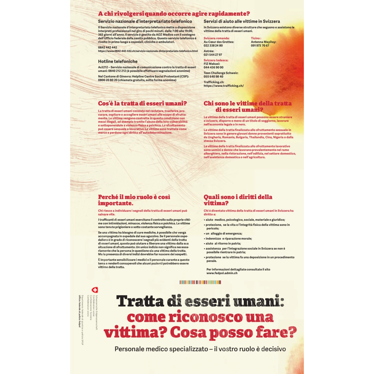 Tratta esseri umani, flyer pers. medico