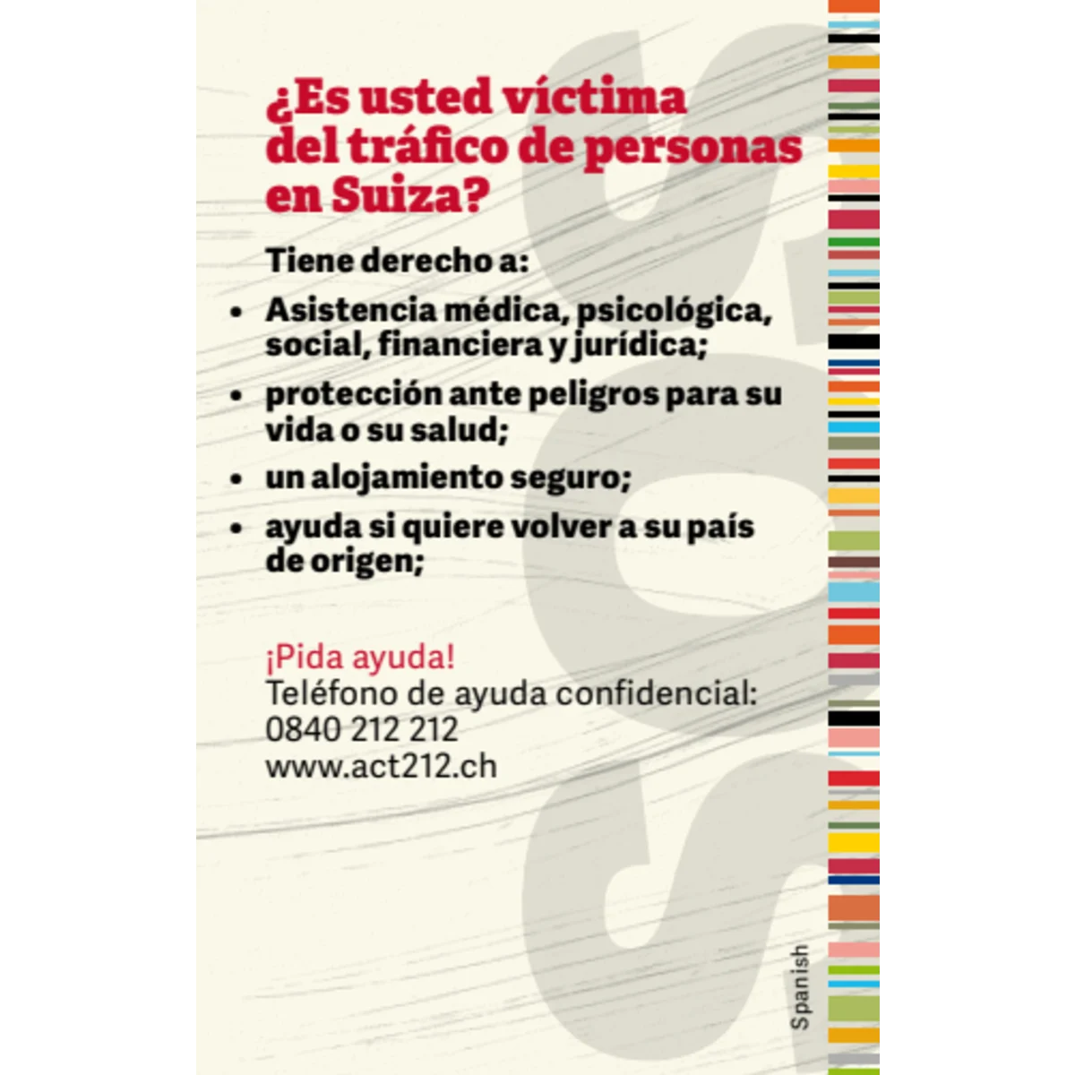 Pocketcard Kampagne Menschenhandel (ESP)