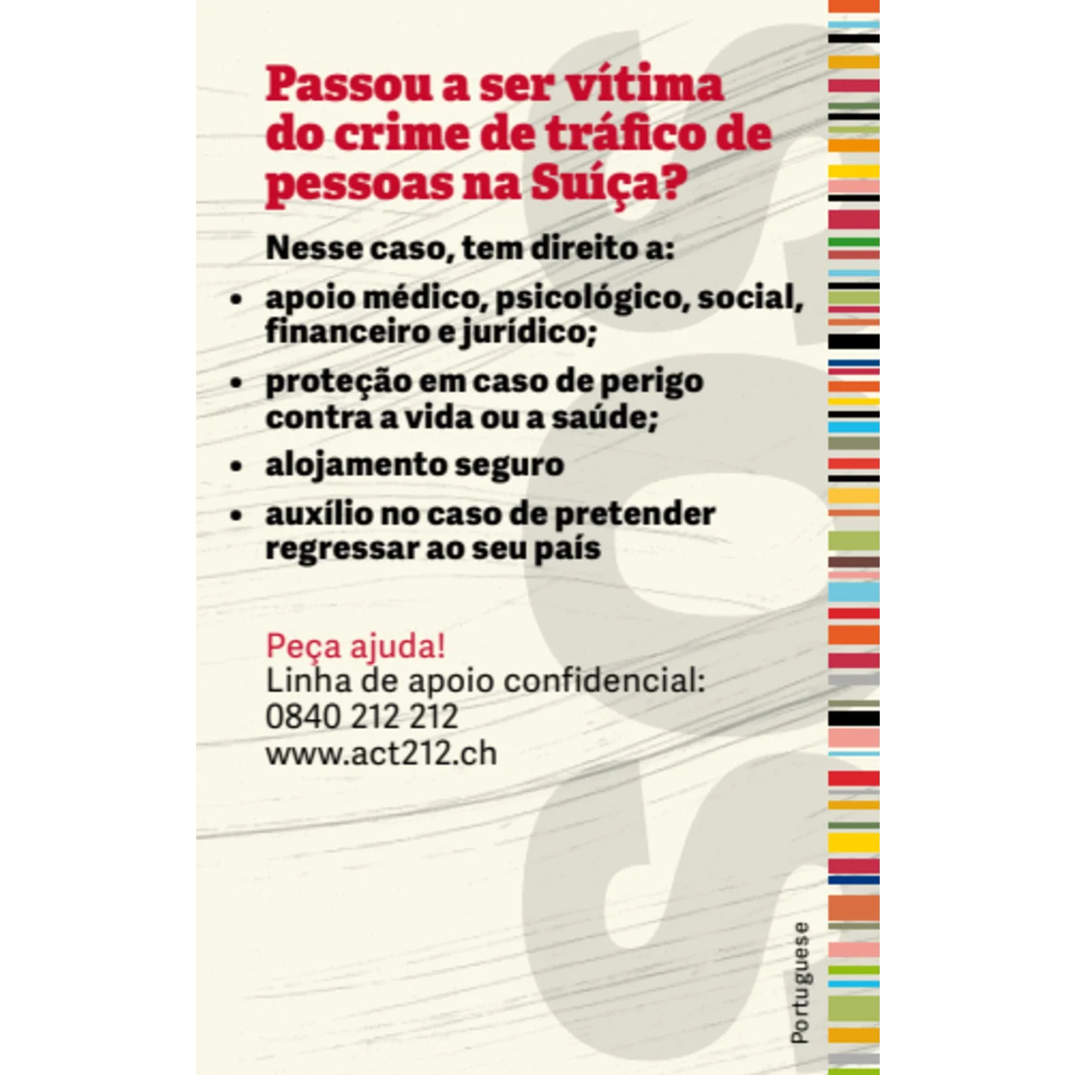 Pocketcard Kampagne Menschenhandel (POR)