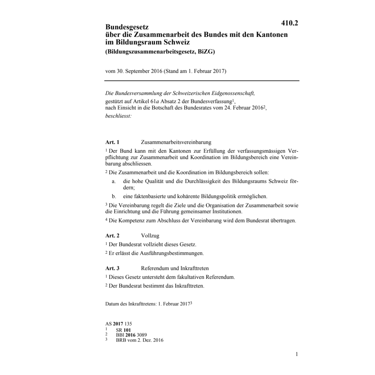 BG Zusammenarbeit Bildungsraum CH BiZG