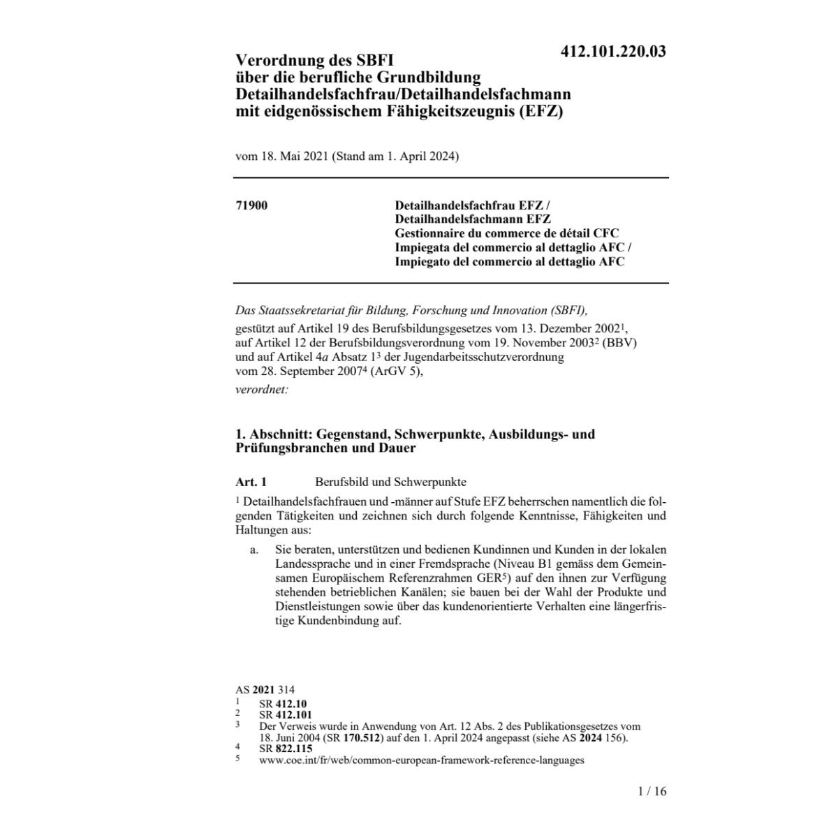 V BBT Detailhandelsfachfrau/mann (EFZ)