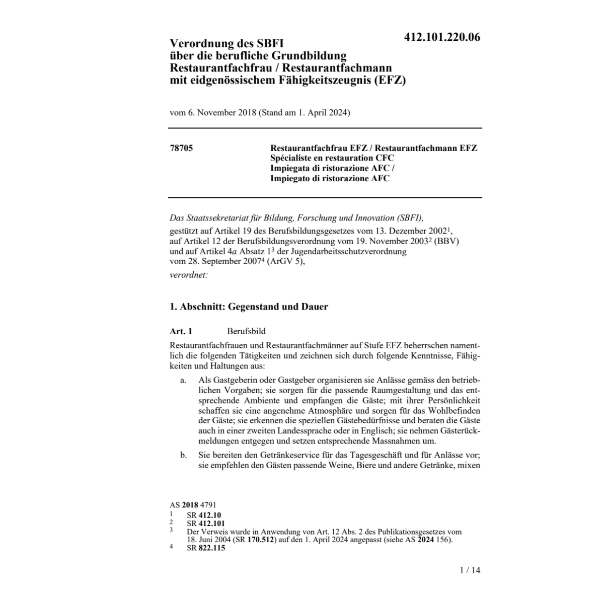 V BBT Restaurationsfachfrau/fachmann