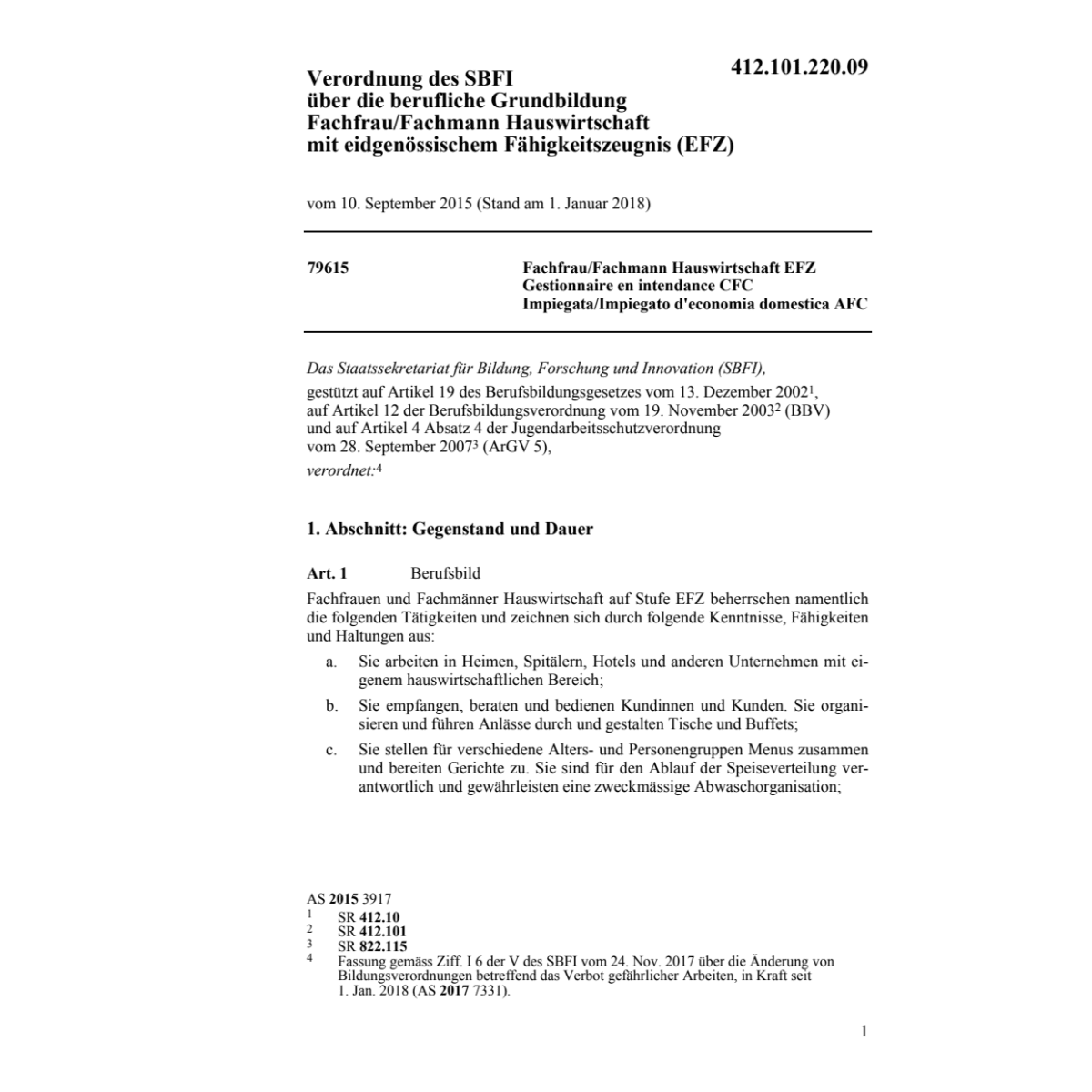 V BBT Fachfrau/mann Hauswirtschaft