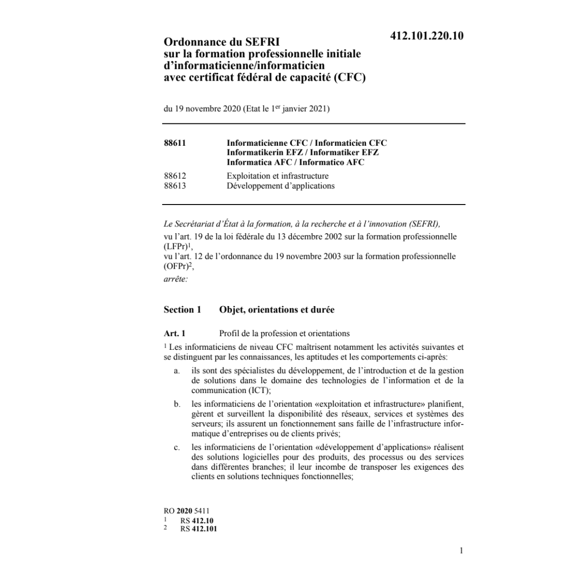 O OFFT informaticien/informaticienne