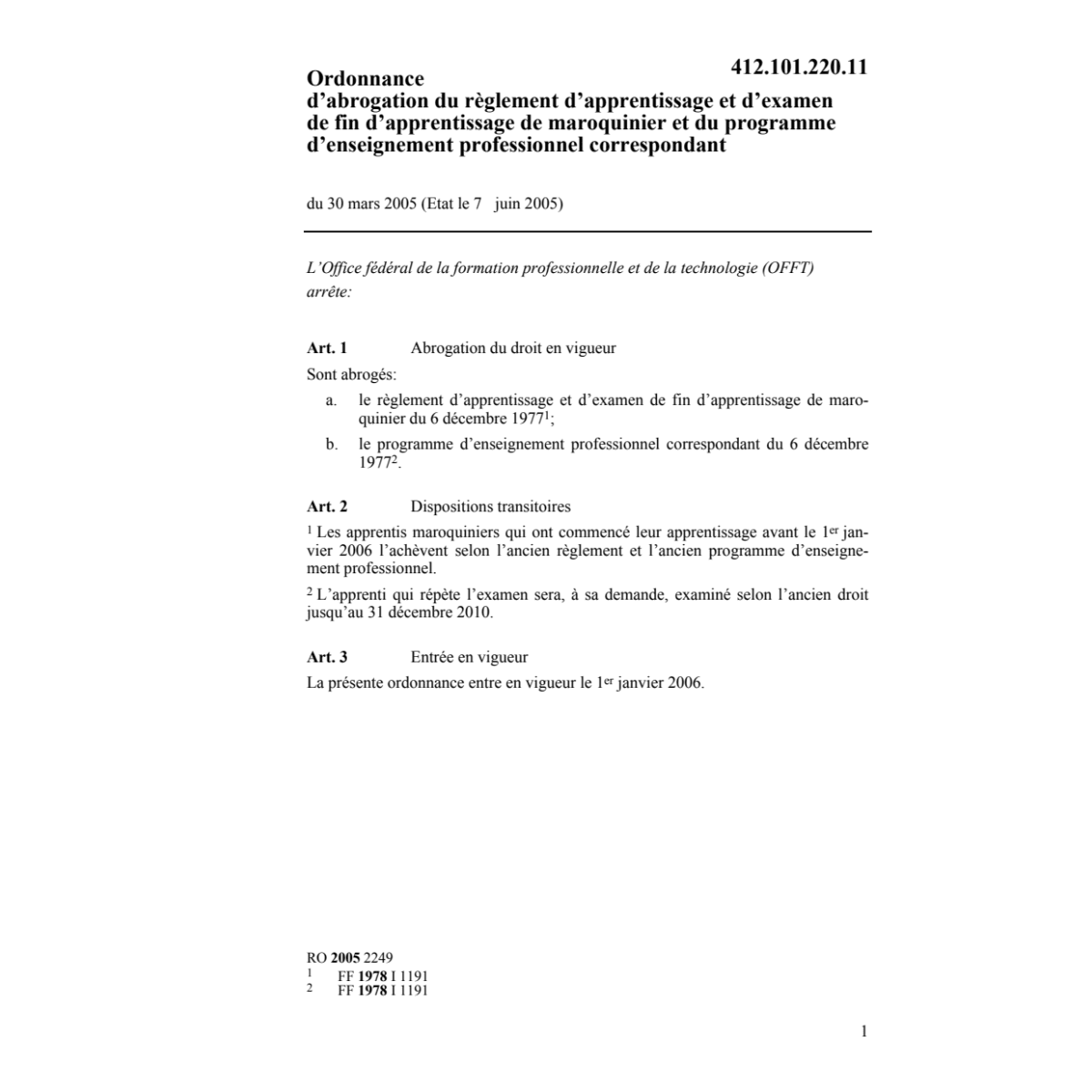 O abrogation maroquinier