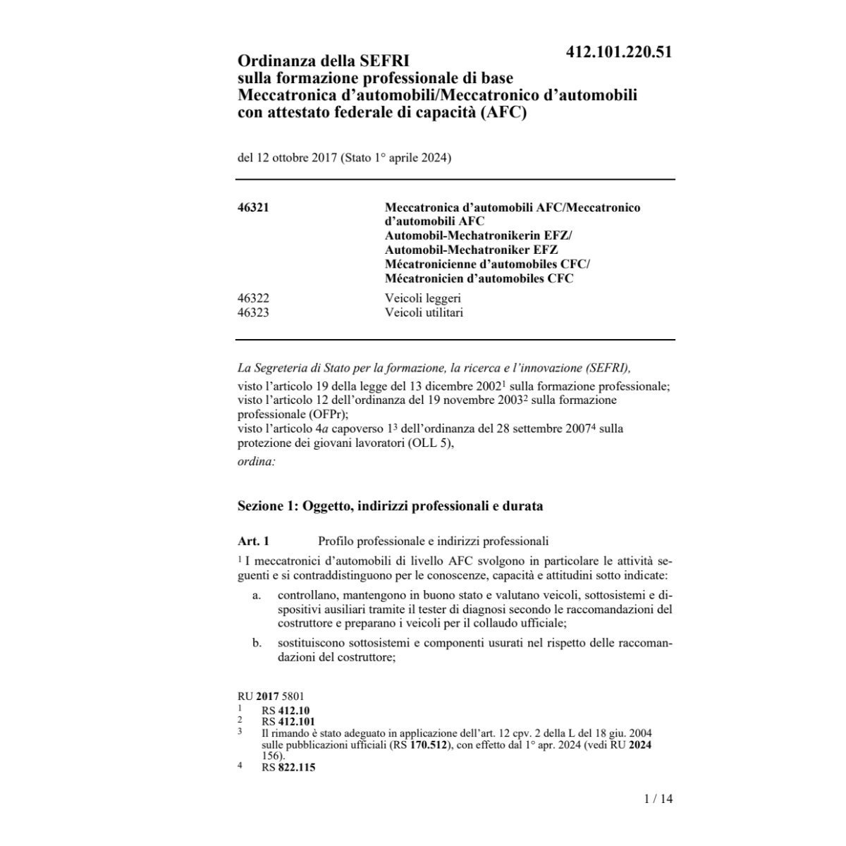 O Meccatronica d'automobili AFC