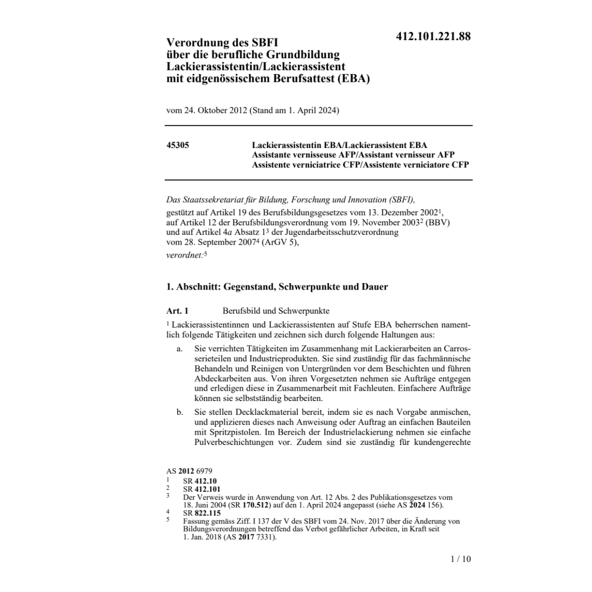 V SBFI Lackierassistent/in EBA
