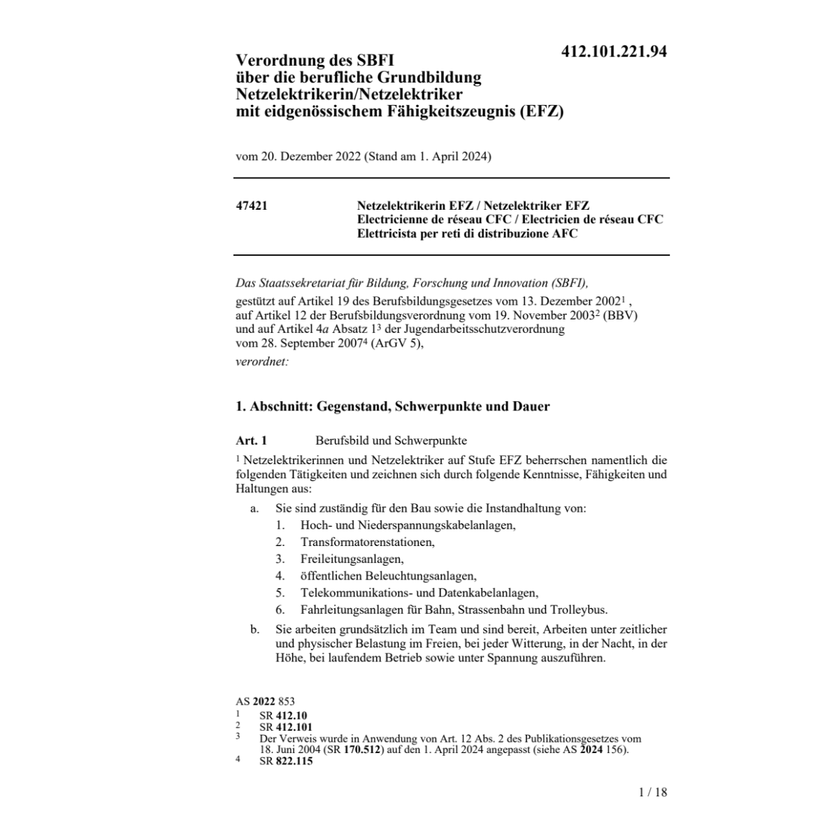 V SBFI Netzelektrikerin/Netzelekt. EFZ