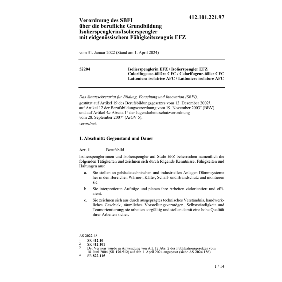 V SBFI Isolierspenglerin/spengler EFZ