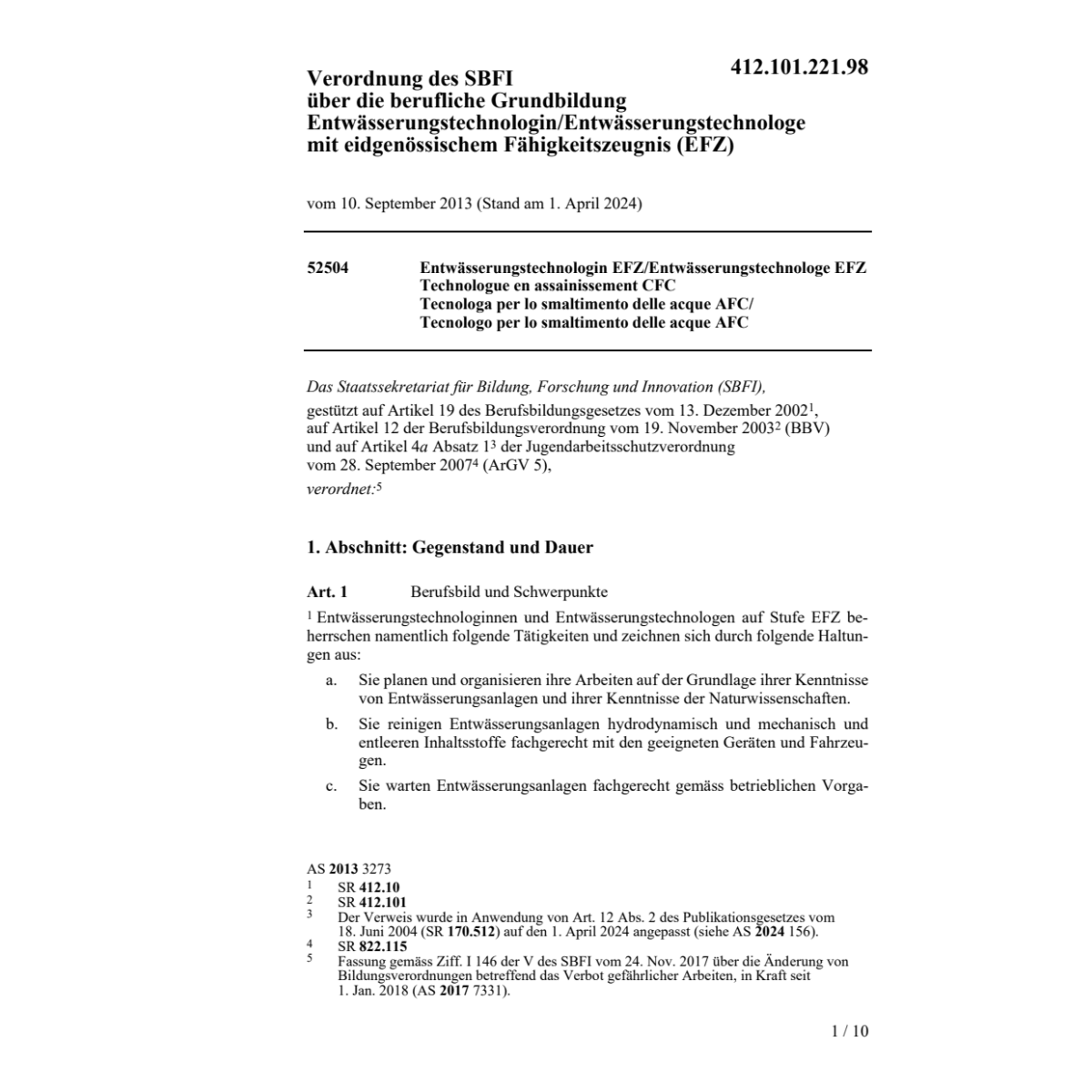 V SBFI Entwässerungstechnologin/ge EFZ