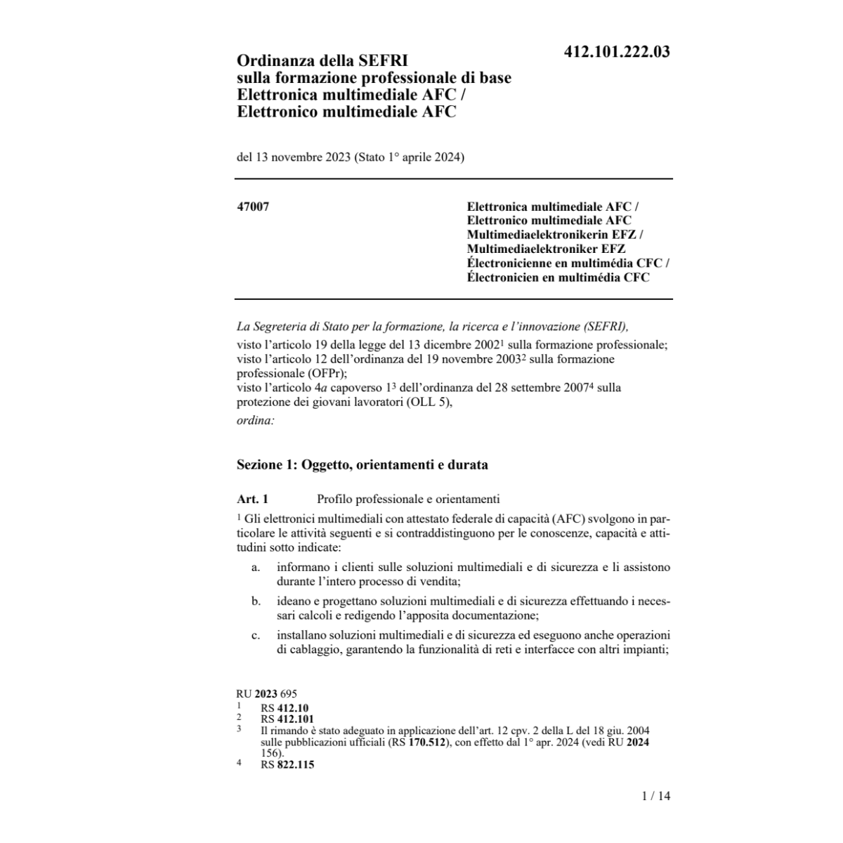 O SEFRI Elettronica/co multimedia AFC