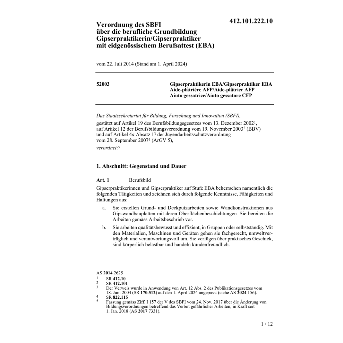 V SBFI Gipserpraktikerin/Gipserpr. EBA