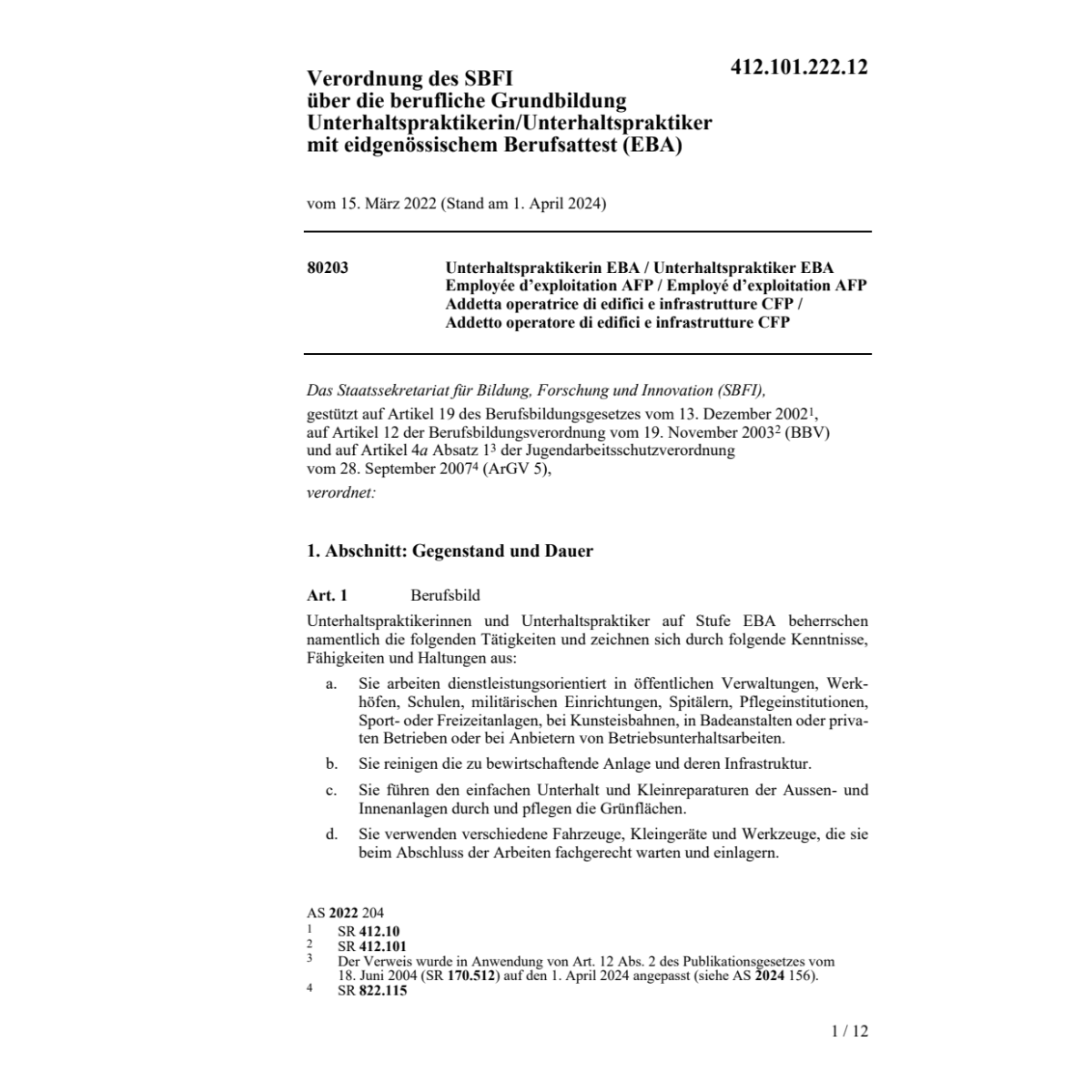 V SBFI Unterhaltspraktiker/in EBA