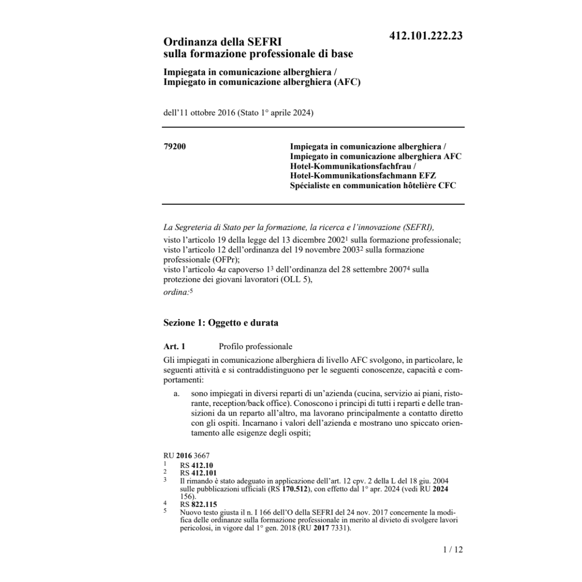 O form. prof. impieg. comunicaz. AFC