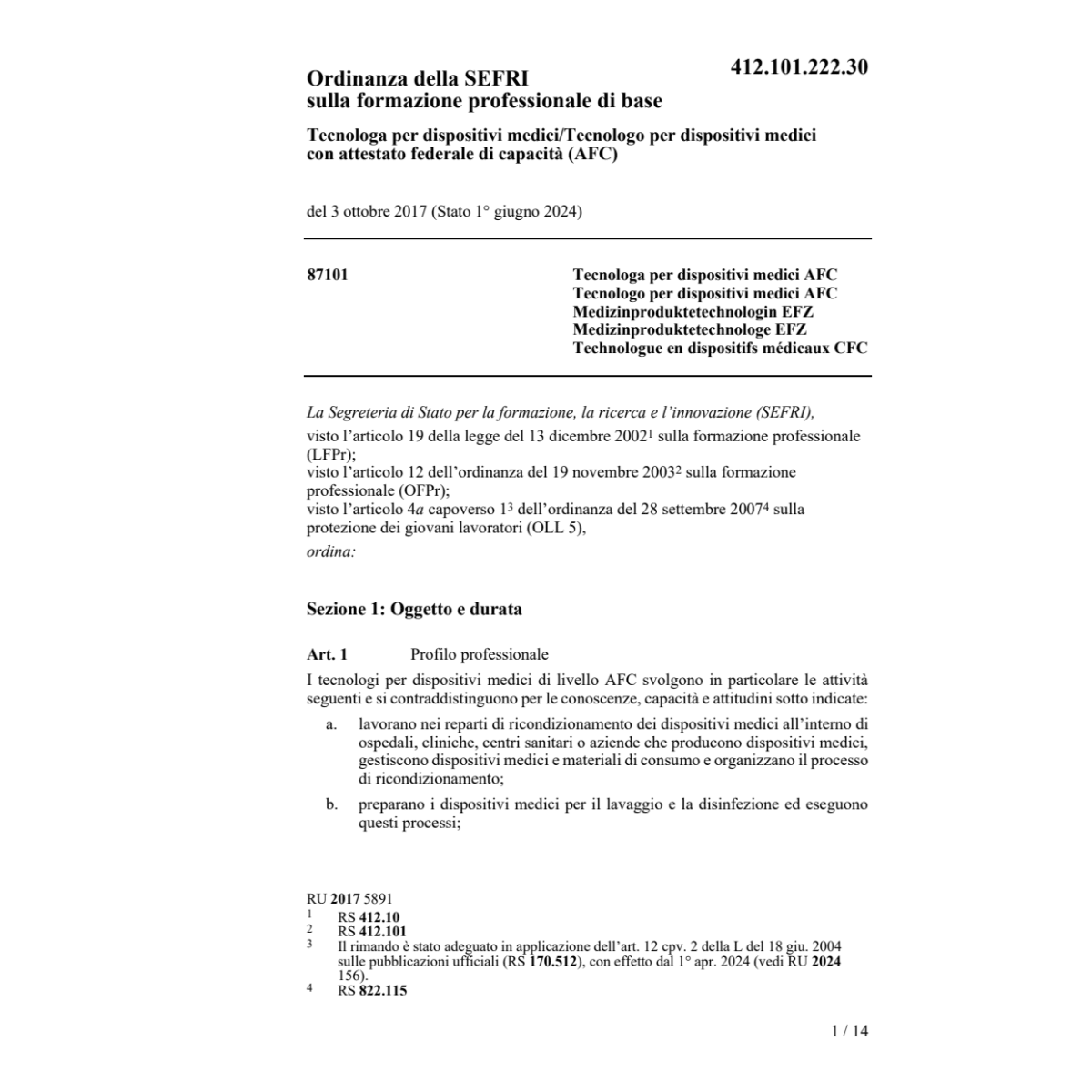 O SEFRI Tecn. dispositivi medici AFC