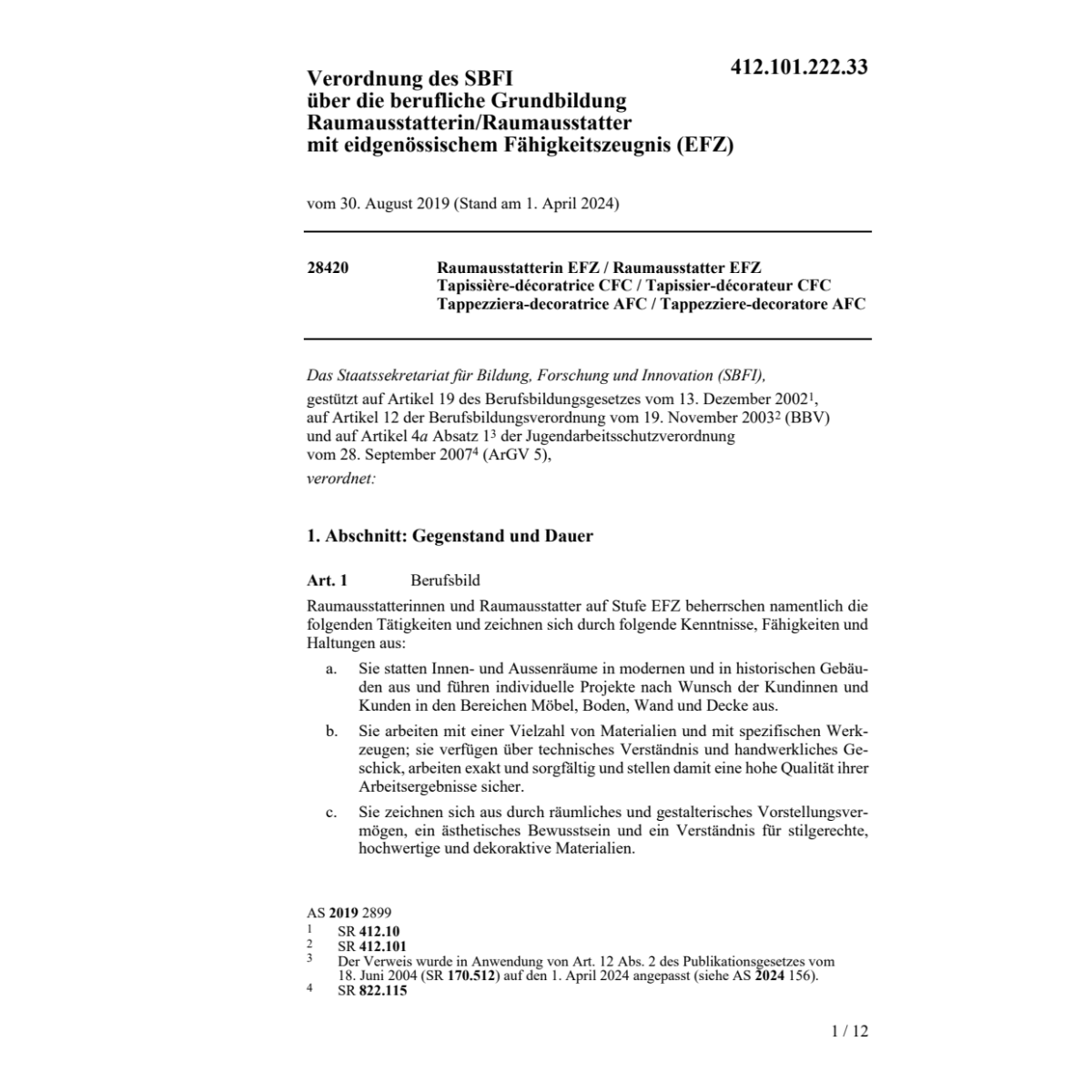 V SBFI 30.8.19 Ausb. Raumausstatt. EFZ