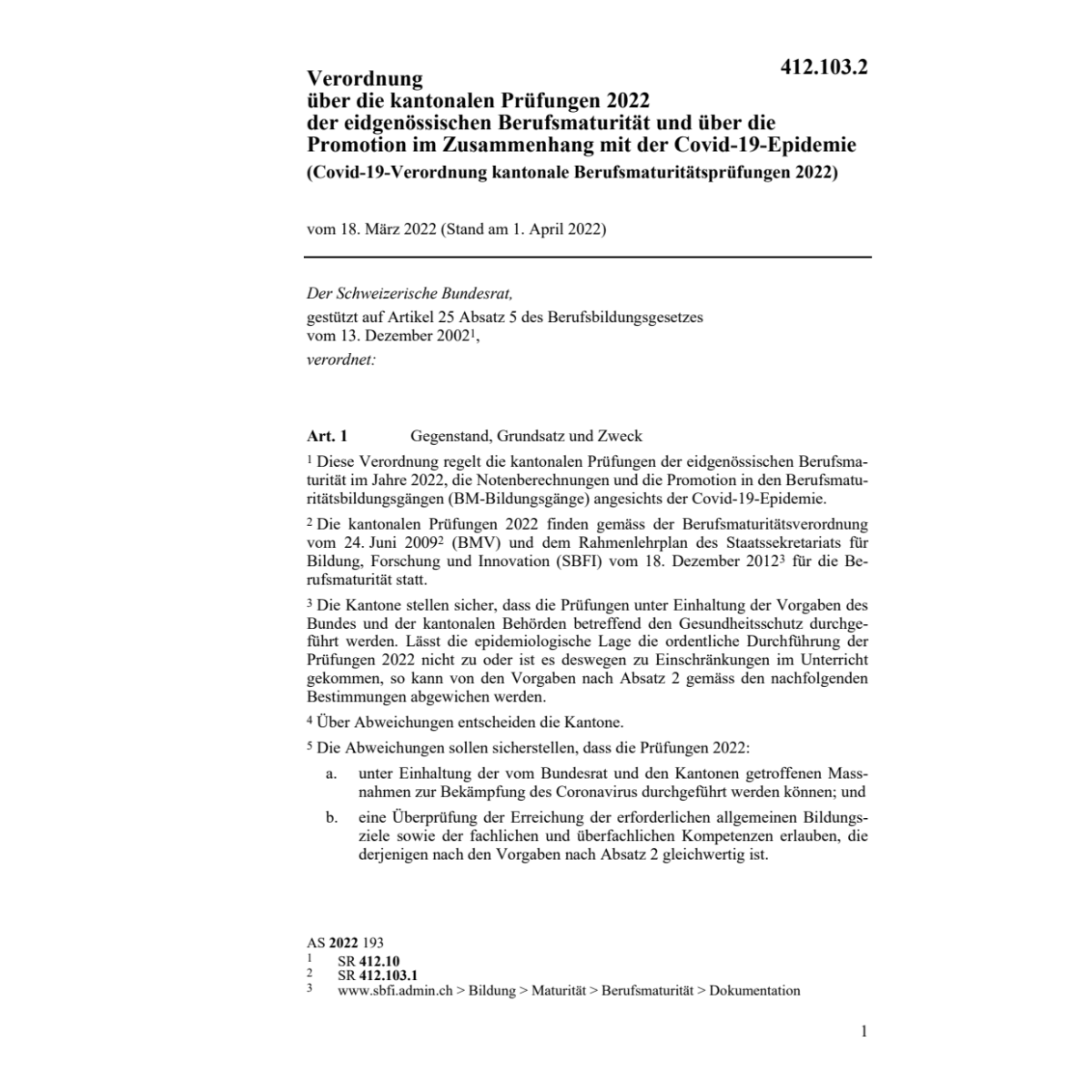 V COVID-19 Berufsmaturitätsprüfungen